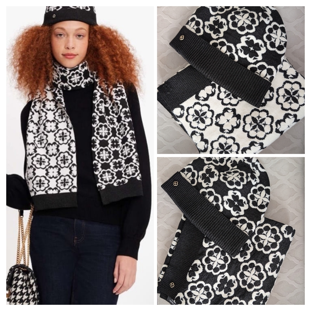 Kate Spade Knit Scarf and Beanie Set
